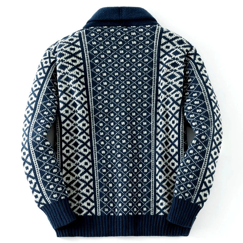 Men's Argyle Shawl Collar Knit Cardigan with Button Closure 2