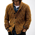 Men's Cable Knit Shawl Collar Cardigan with Button Front 0