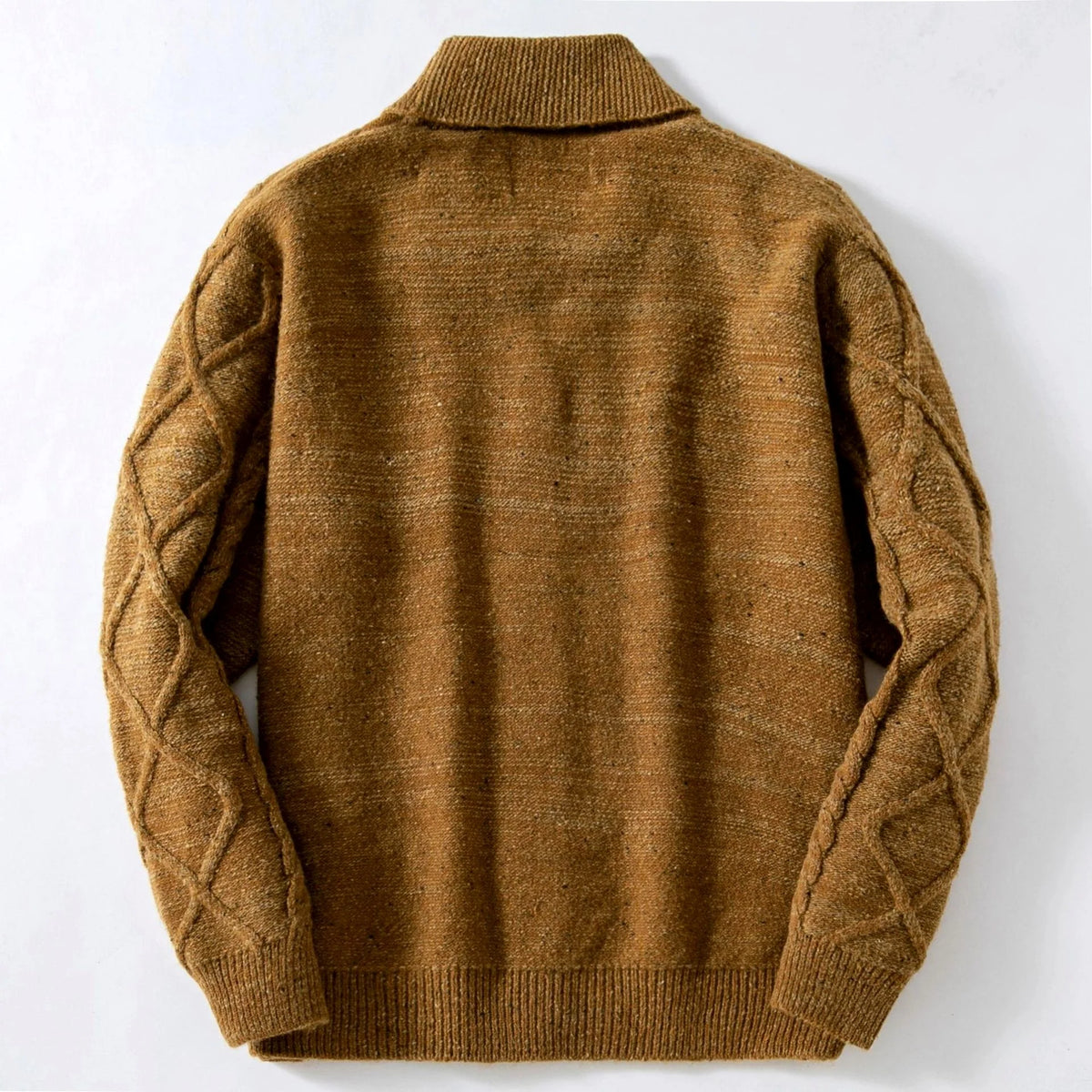 Men's Cable Knit Shawl Collar Cardigan with Button Front 2