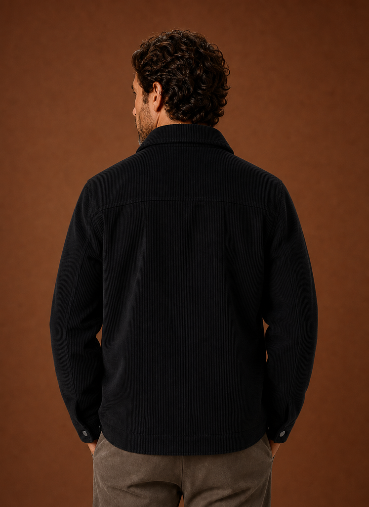 Men's corduroy button-front jacket featuring chest pockets, ideal for casual wear, showcasing a stylish design and comfortable fit. 3