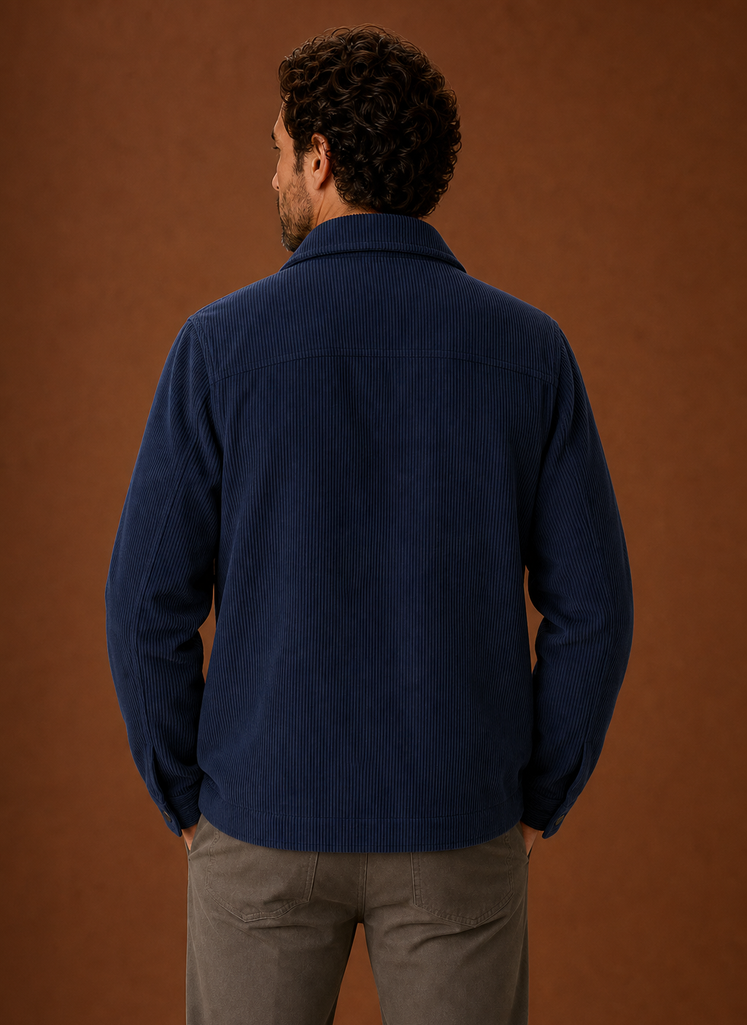 Men's corduroy button-front jacket featuring chest pockets, ideal for casual wear, showcasing a stylish design and comfortable fit. 6