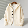 Men's Hooded Ribbed Wool-Blend Cardigan with Button Closure 0
