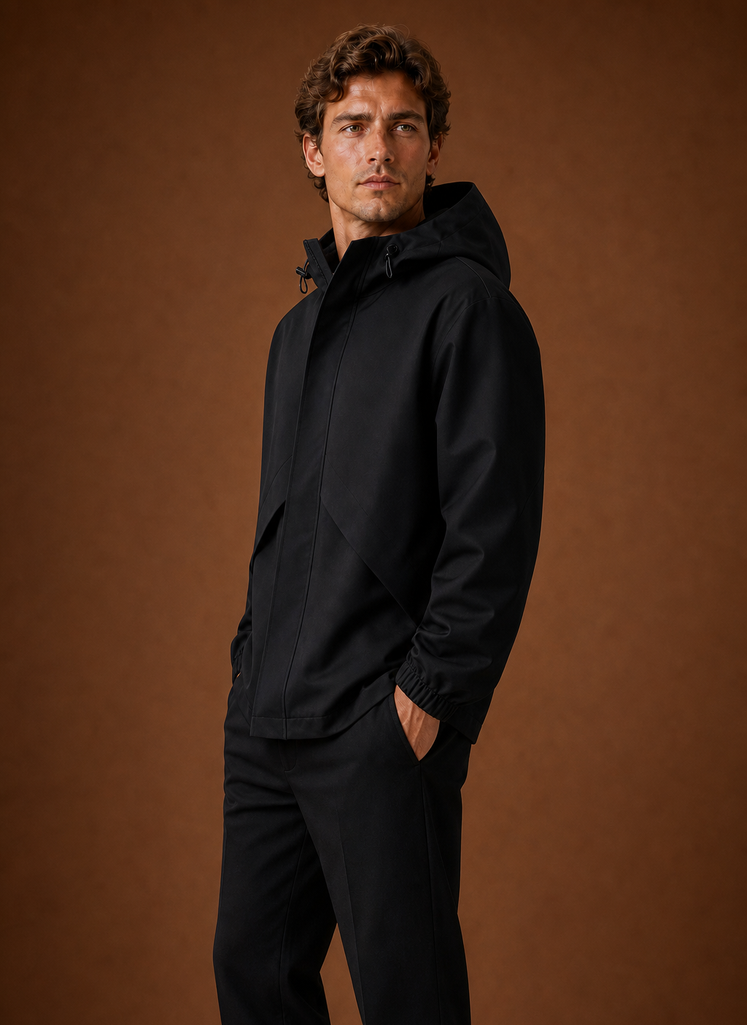 Men's lightweight hooded windbreaker jacket featuring a streamlined fit, ideal for outdoor activities and casual wear, available in various colors. 3