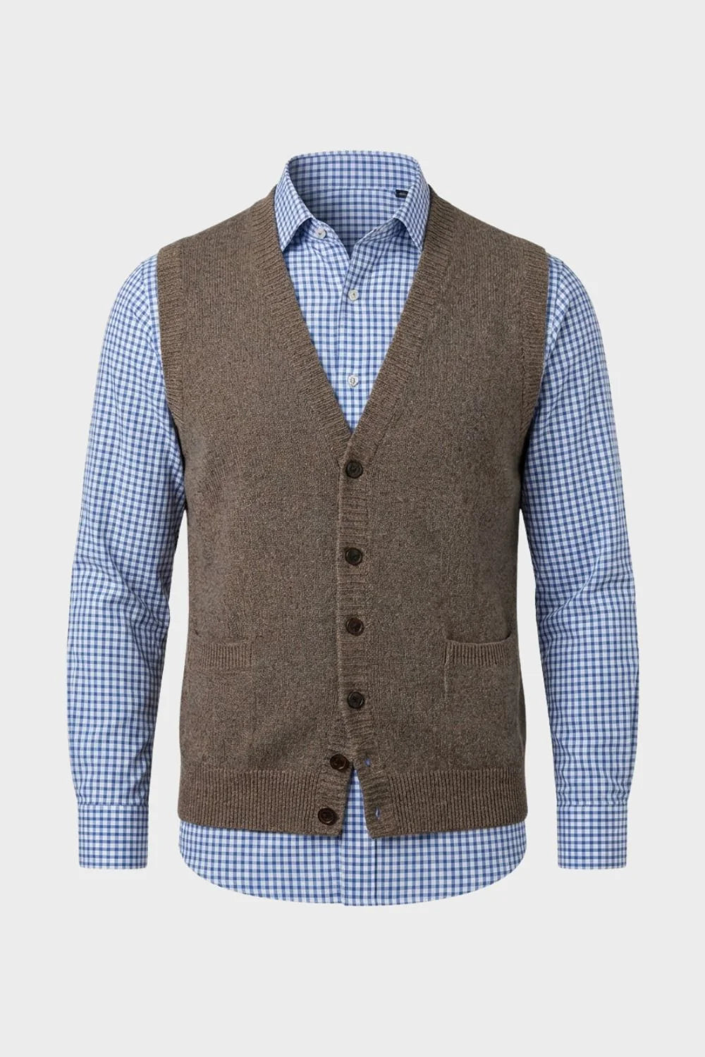 Men's Knit Cardigan Vest with Button Front and Patch Pockets 0