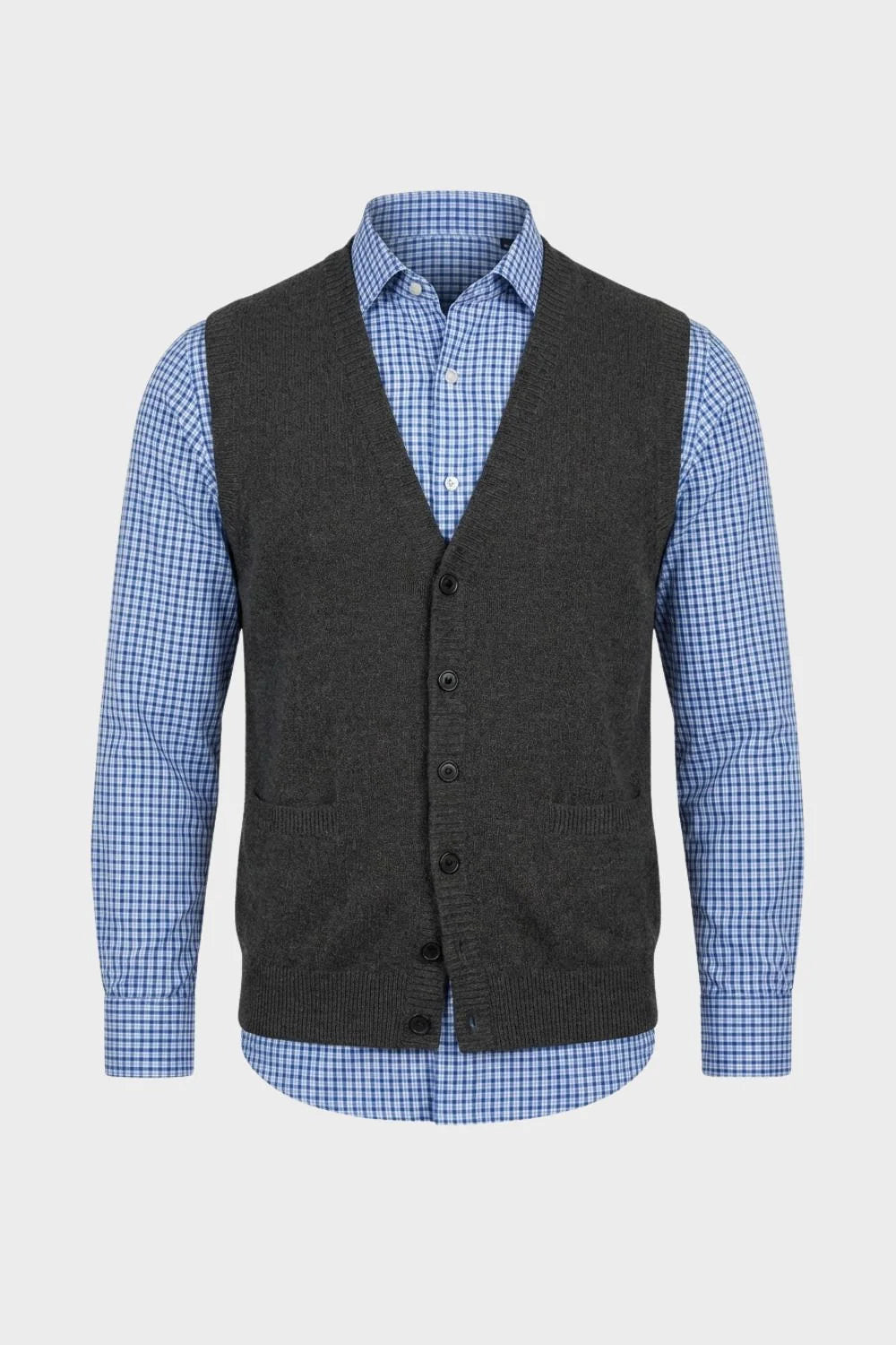 Men's Knit Cardigan Vest with Button Front and Patch Pockets 1