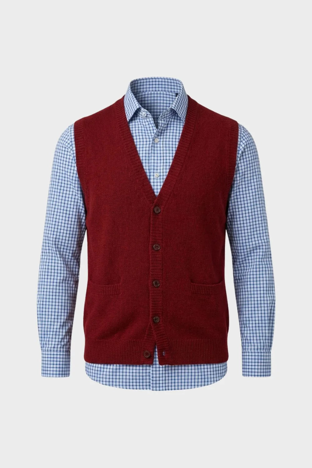 Men's Knit Cardigan Vest with Button Front and Patch Pockets 2
