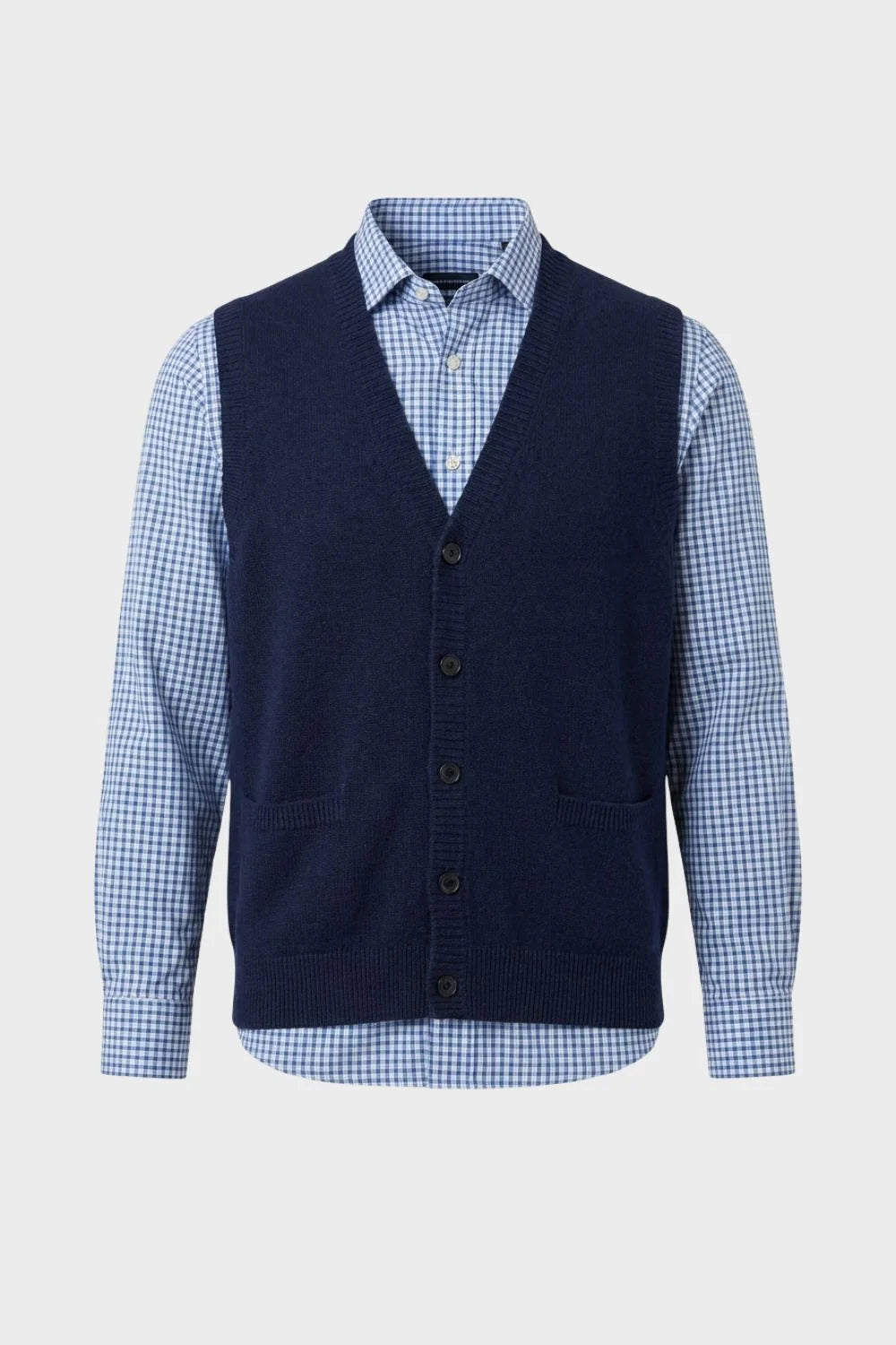 Men's Knit Cardigan Vest with Button Front and Patch Pockets 3