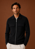 Men's knit full-zip overshirt in a stylish design featuring chest pockets, perfect for smart casual wear. 0