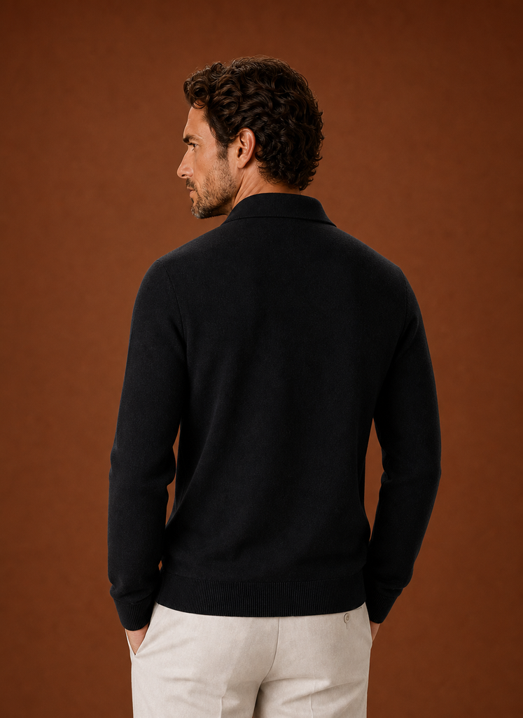 Men's knit full-zip overshirt in a stylish design featuring chest pockets, perfect for smart casual wear. 2