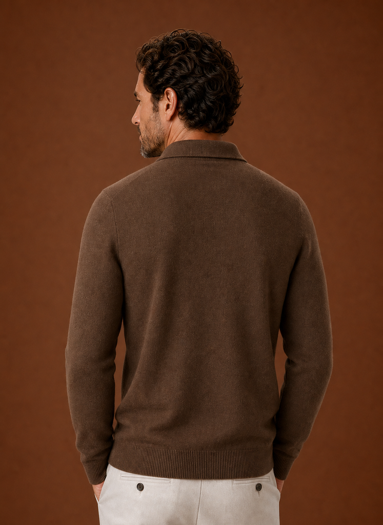 Men's knit full-zip overshirt in a stylish design featuring chest pockets, perfect for smart casual wear. 5