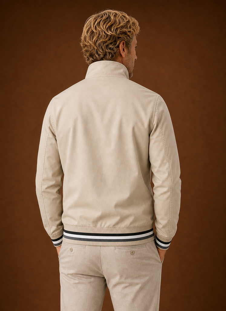 Men's lightweight bomber jacket featuring a zip front closure, perfect for casual wear and stylish layering. 4