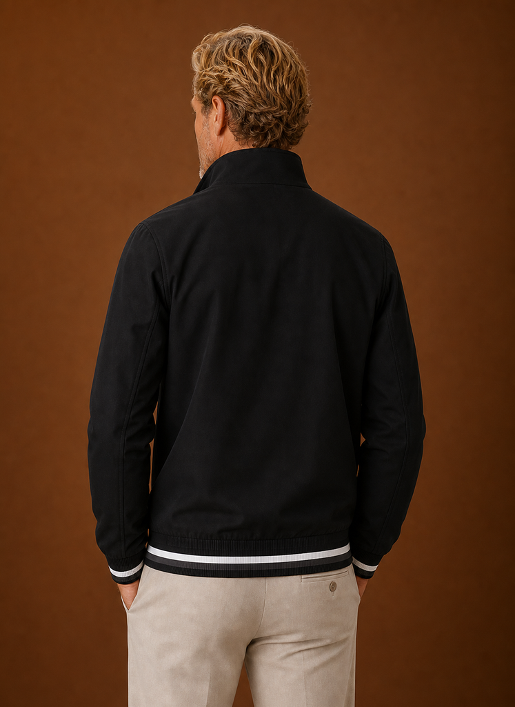 Men's lightweight bomber jacket featuring a zip front closure, perfect for casual wear and stylish layering. 8