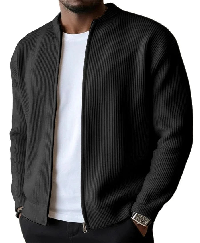 Men's Lightweight Corduroy Cardigan with Stand-up Collar and Full Zip 0