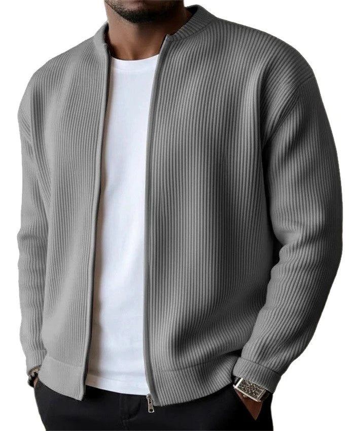 Men's Lightweight Corduroy Cardigan with Stand-up Collar and Full Zip 2