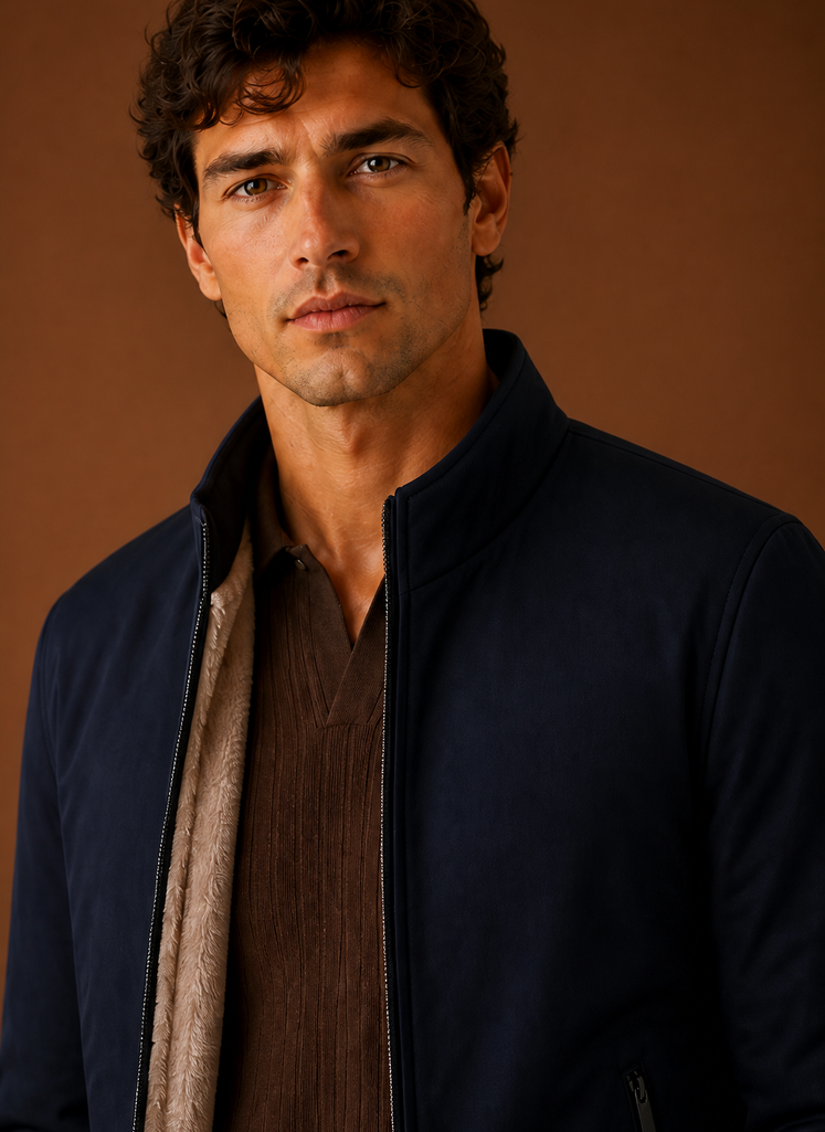 Men's lightweight fleece bomber jacket featuring zip pockets, perfect for casual wear and outdoor activities. 7
