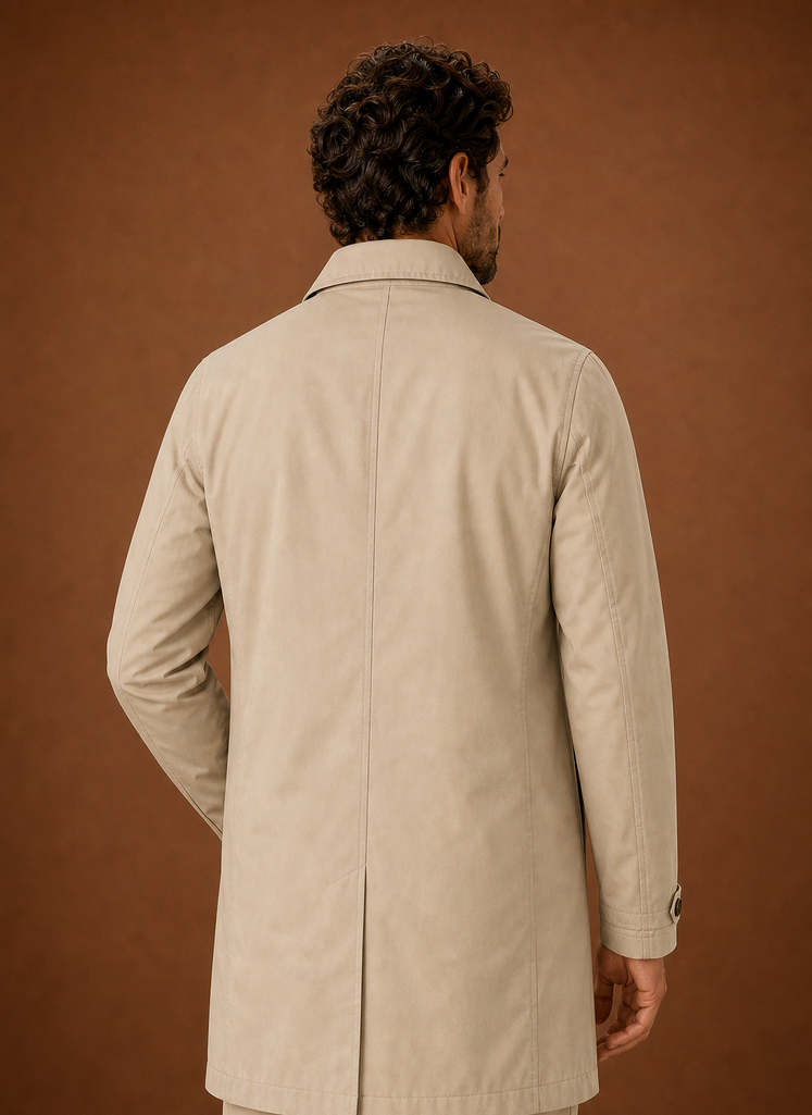 Men's lightweight water-resistant tailored trench coat in classic navy blue, featuring a sleek design, adjustable belt, and stylish lapels, perfect for stylish protection 6