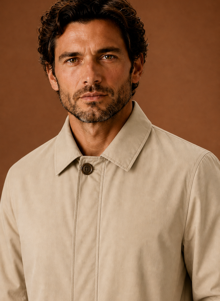 Men's lightweight water-resistant tailored trench coat in classic navy blue, featuring a sleek design, adjustable belt, and stylish lapels, perfect for stylish protection 8