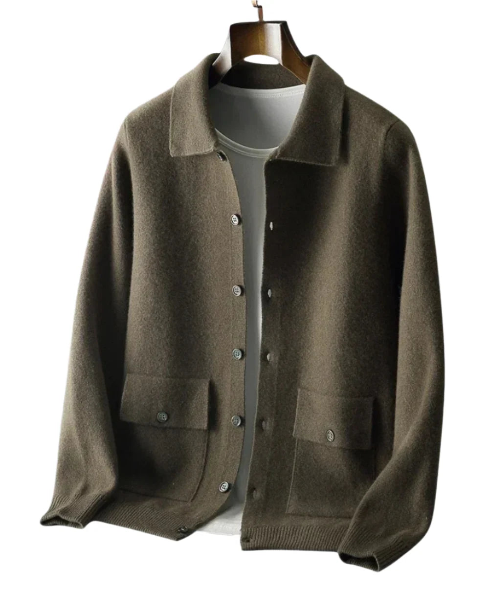 Men's Merino Wool Button-Front Cardigan - Soft & Breathable Sweater 0