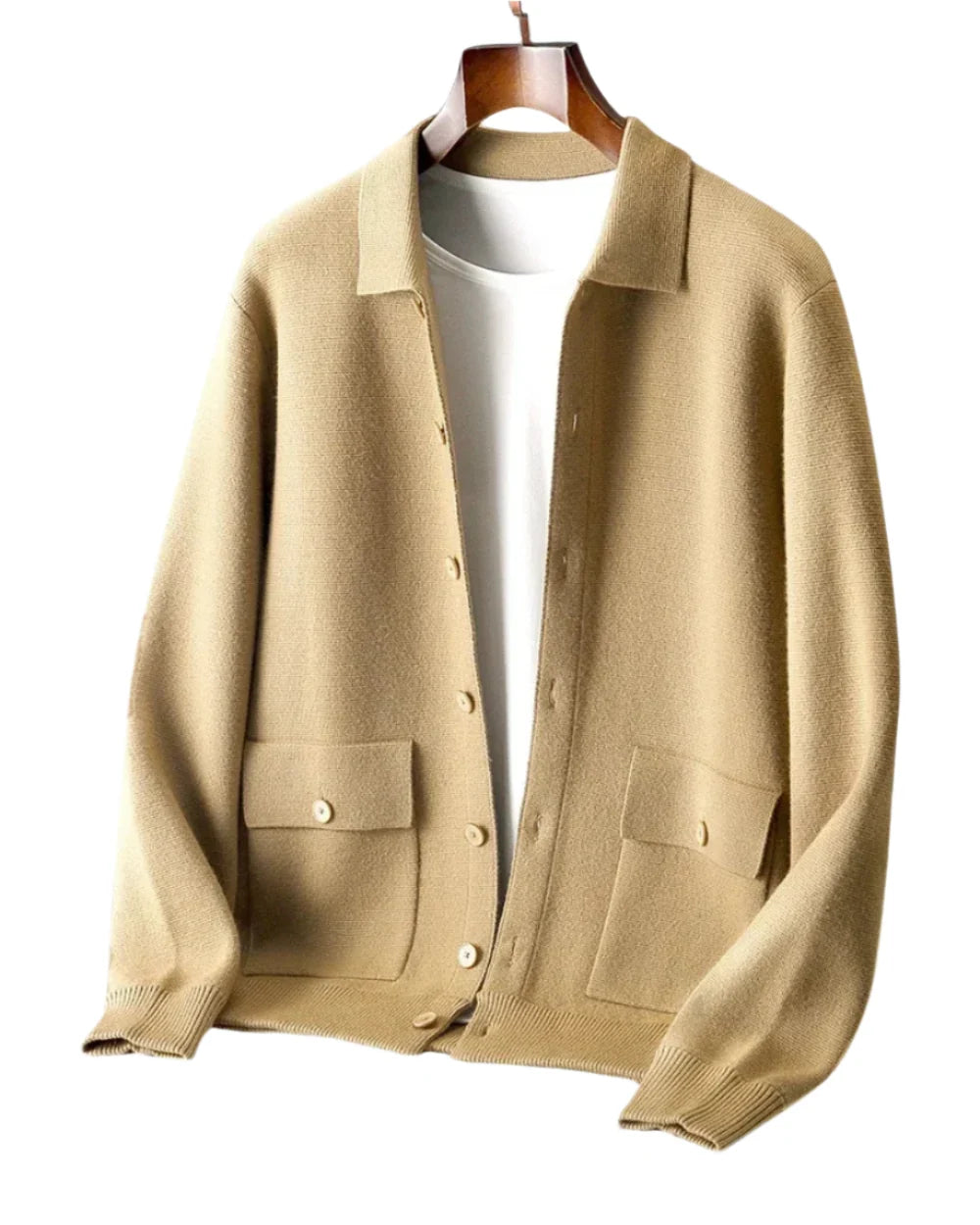 Men's Merino Wool Button-Front Cardigan - Soft & Breathable Sweater 1