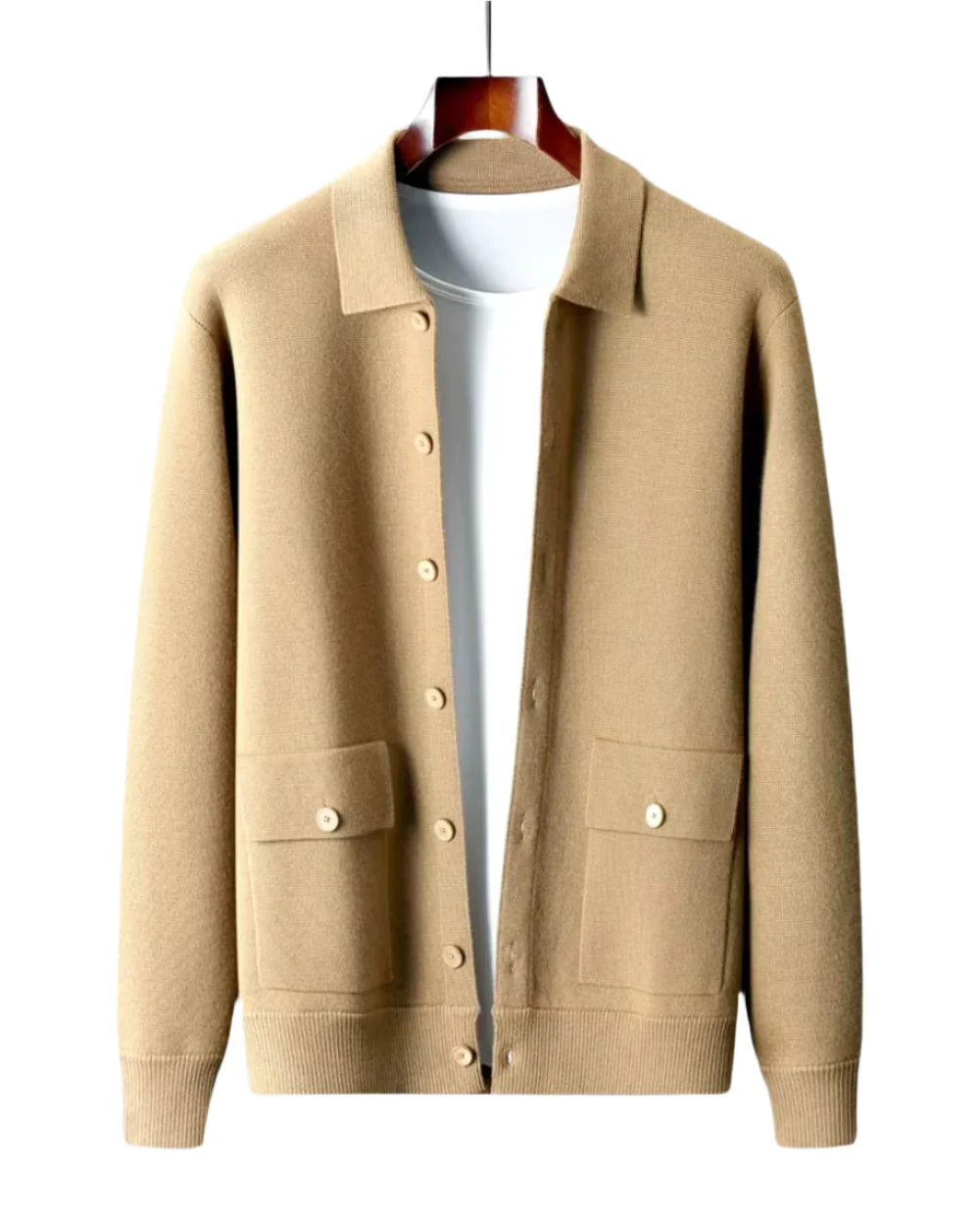 Men's Merino Wool Button-Front Cardigan - Soft & Breathable Sweater 8