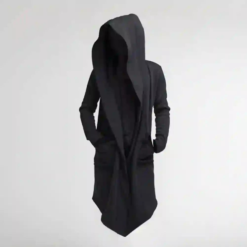 Men's Oversized Hooded Longline Draped Cardigan Coat 0