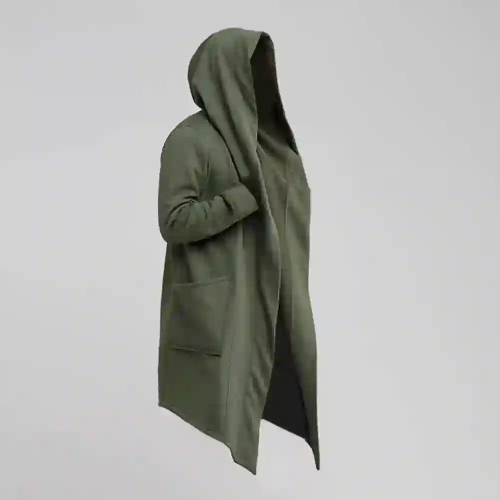 Men's Oversized Hooded Longline Draped Cardigan Coat 1