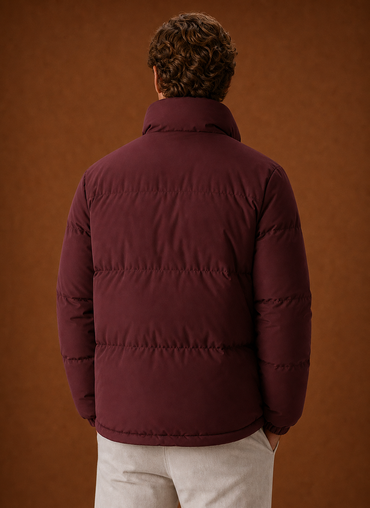 Men's oversized puffer jacket featuring a stylish quilted design, perfect for winter wear, providing warmth and comfort. 6