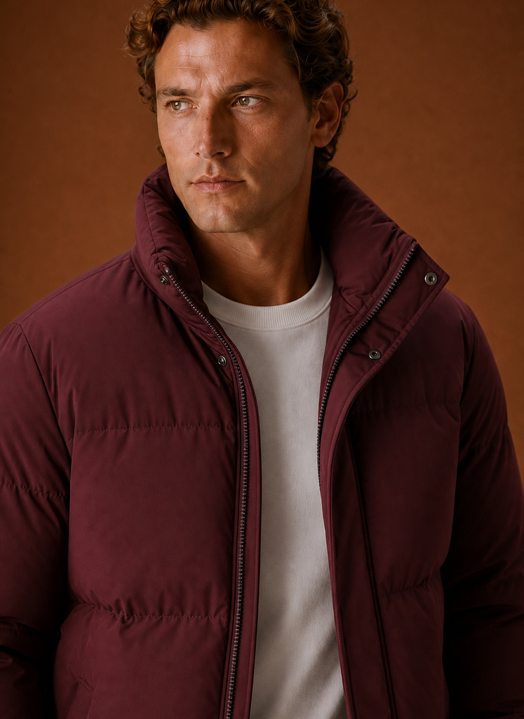 Men's oversized puffer jacket featuring a stylish quilted design, perfect for winter wear, providing warmth and comfort. 7