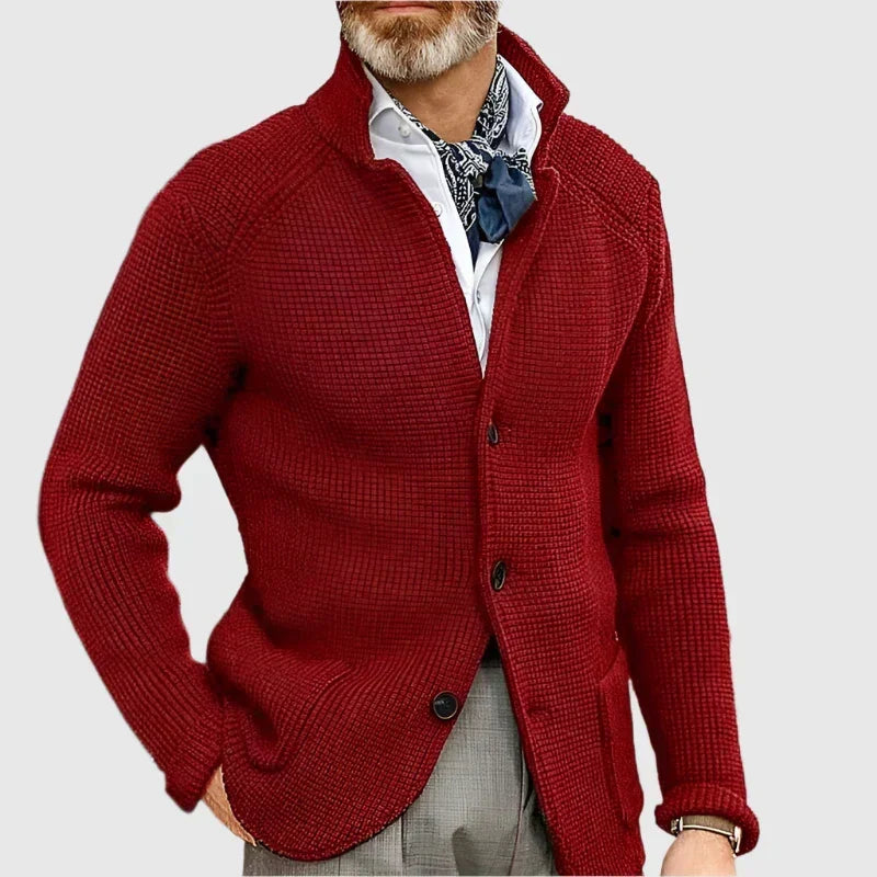 Men's Ribbed Knit Blazer Cardigan with Tailored Fit 2