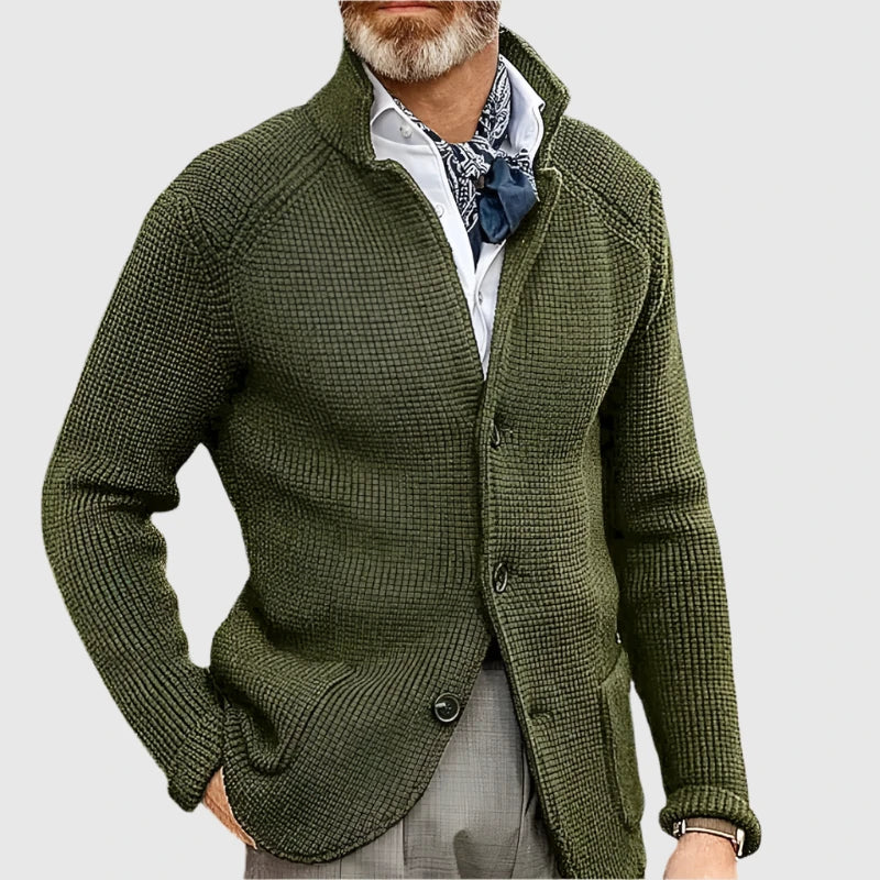 Men's Ribbed Knit Blazer Cardigan with Tailored Fit 3
