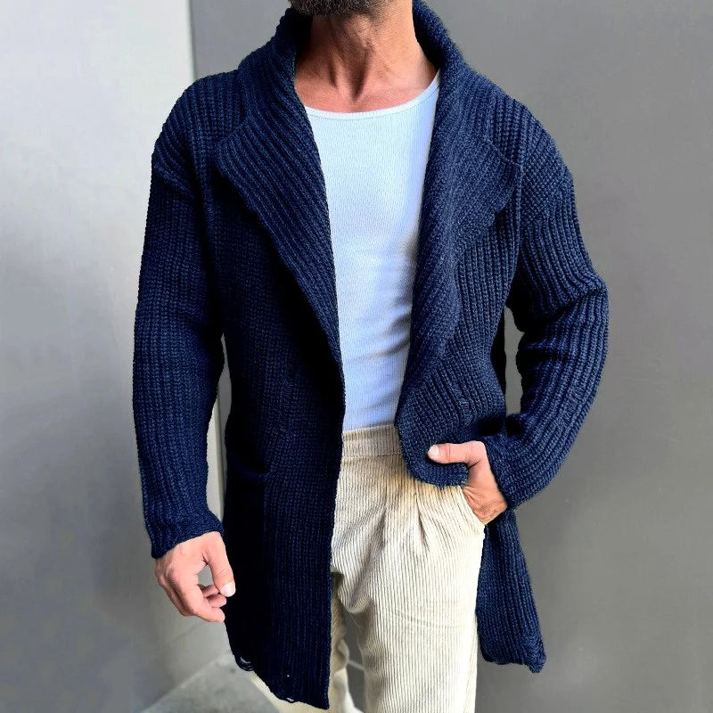 Men's Shawl Collar Cardigan - Relaxed Fit Ribbed Knit Sweater 0