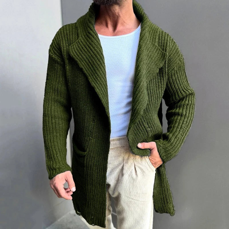 Men's Shawl Collar Cardigan - Relaxed Fit Ribbed Knit Sweater 1