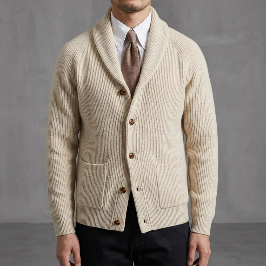 Men's Shawl Collar Cardigan - Soft Knit with Raglan Sleeves 0