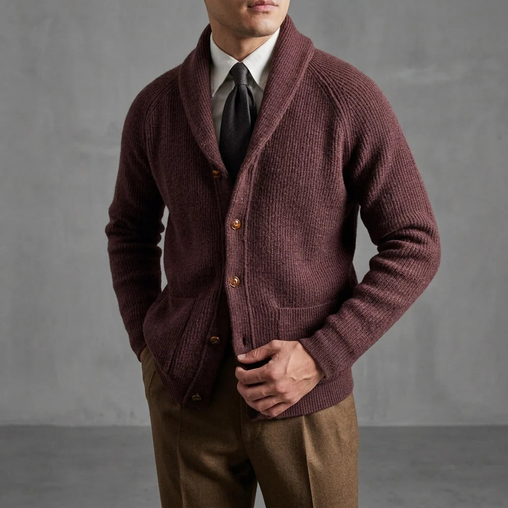 Men's Shawl Collar Cardigan - Soft Knit with Raglan Sleeves 1