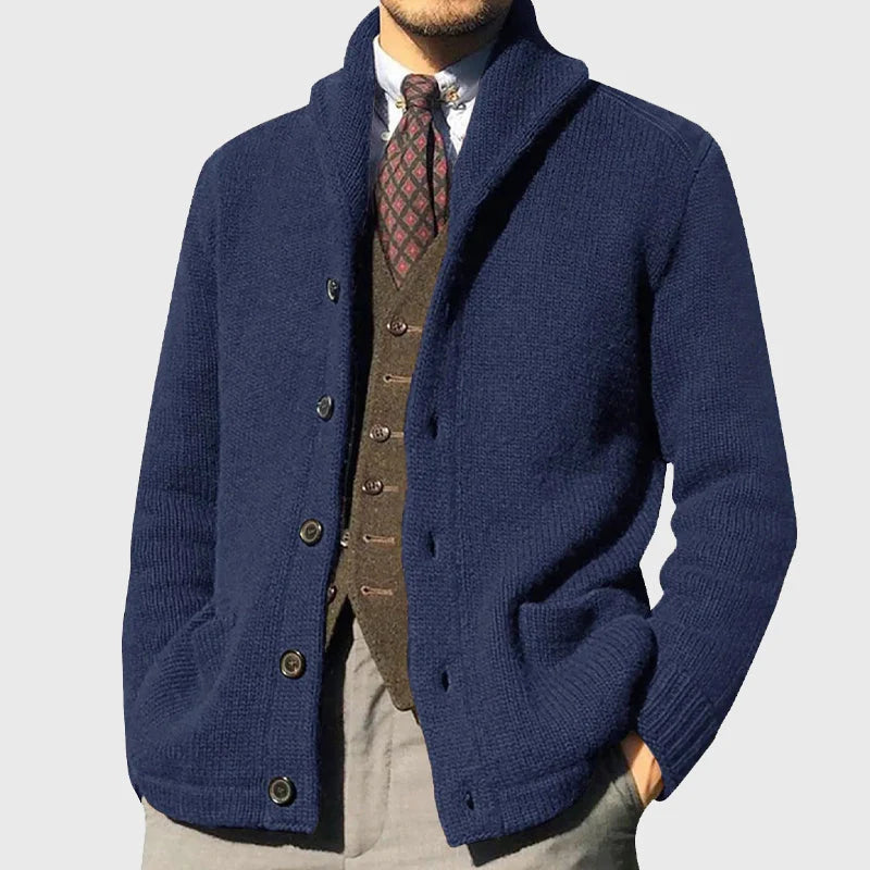 Men's Shawl Collar Knit Cardigan with Button Front 3