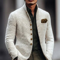 Men's Single-Breasted Textured Waffle-Knit Cardigan 0