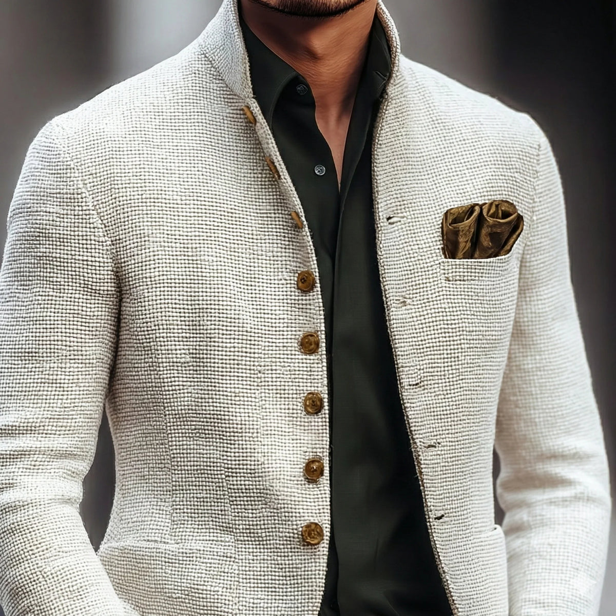 Men's Single-Breasted Textured Waffle-Knit Cardigan 2
