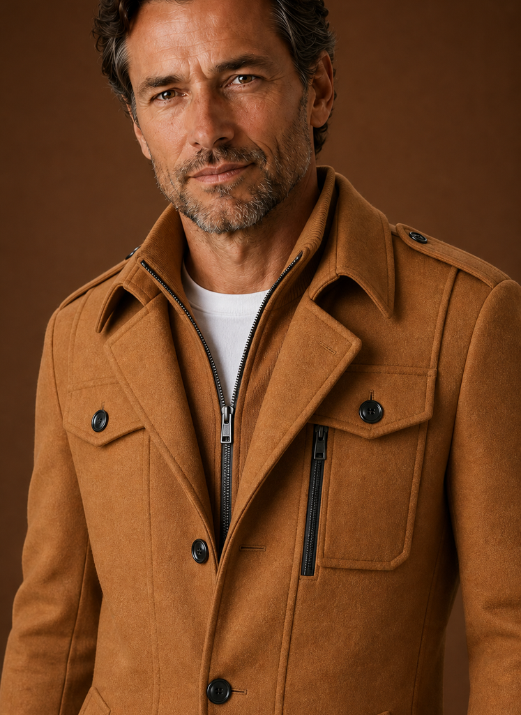 Men's tailored mid-length wool blend overcoat designed for winter wear, featuring a classic silhouette, notched lapels, and a sophisticated finish, perfect 4