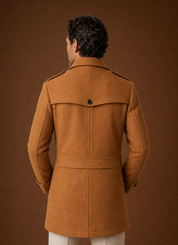 Men's tailored mid-length wool blend overcoat designed for winter wear, featuring a classic silhouette, notched lapels, and a sophisticated finish, perfect 6