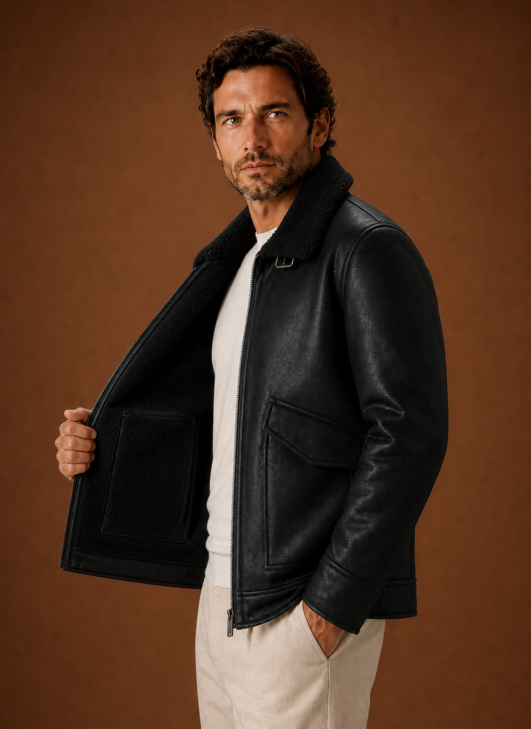 Men's tailored winter overcoat featuring a thick lining designed for cold weather, showcasing a sophisticated style and warm insulation, perfect for formal and casual occasions. 5