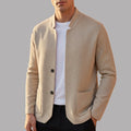 Men's Textured Knit Cardigan with Stand Collar and Button Closure 0