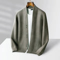 Men's Wool Shawl Collar Cardigan - Open Front Layering Sweater 0