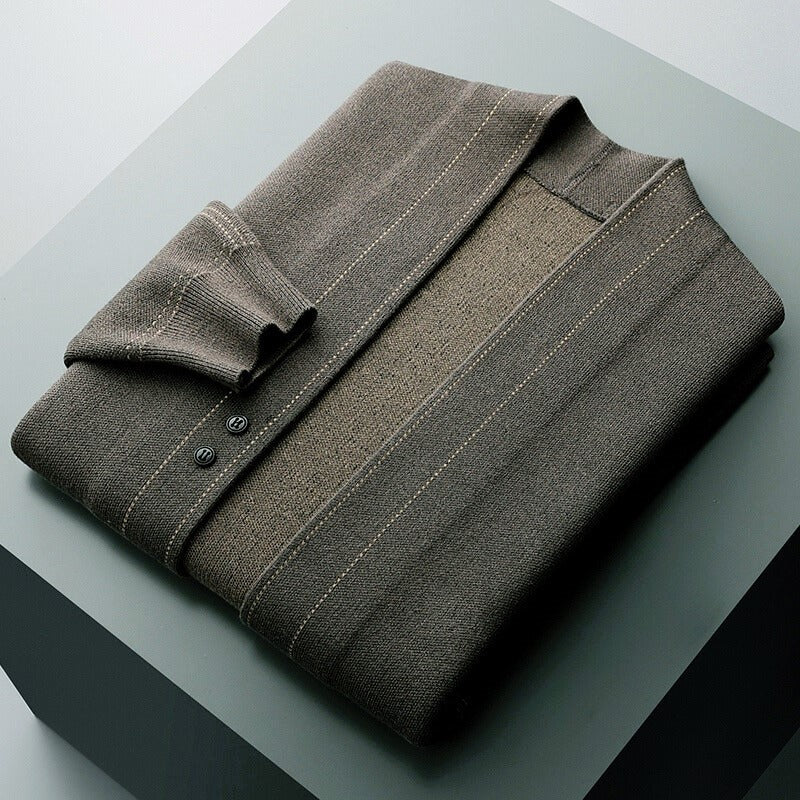 Men's Wool Shawl Collar Cardigan - Open Front Layering Sweater 3