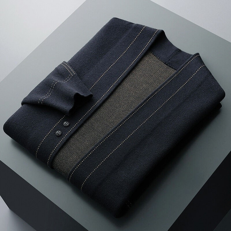 Men's Wool Shawl Collar Cardigan - Open Front Layering Sweater 4