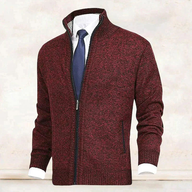 Men's Zip Up Cardigan Sweater with Mock Neck and Streamlined Fit 5