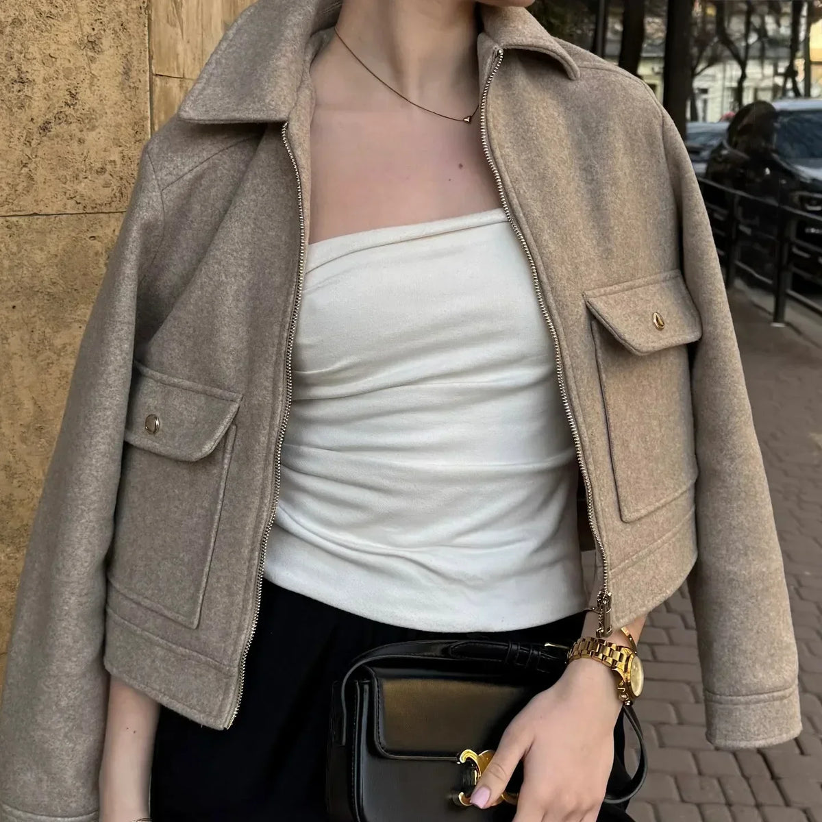Wool-Look Zip Bomber