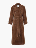 Belted Suede-Look Trench Coat