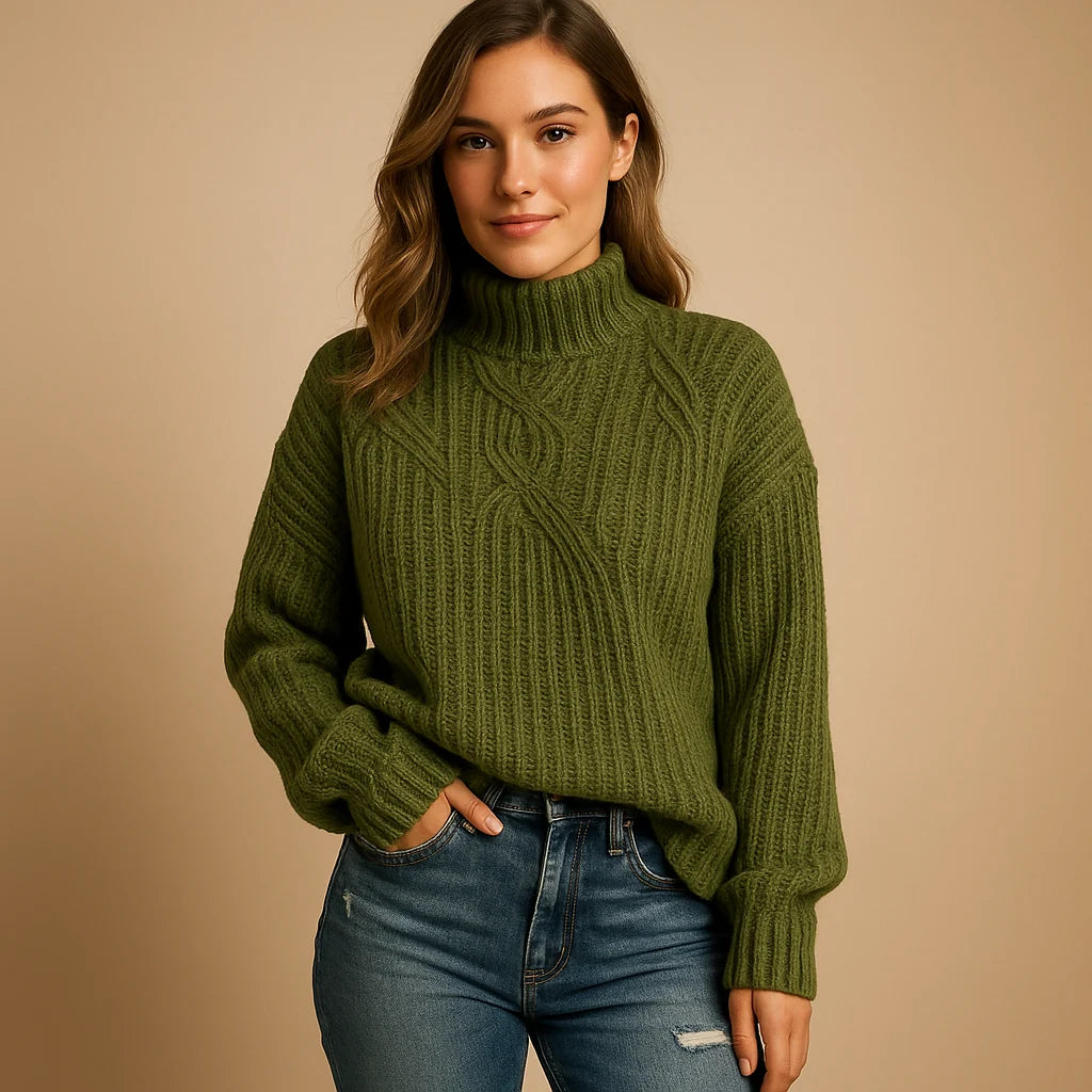 Soft Knitted Women's Sweater with Classic Fit and Long Sleeves 0