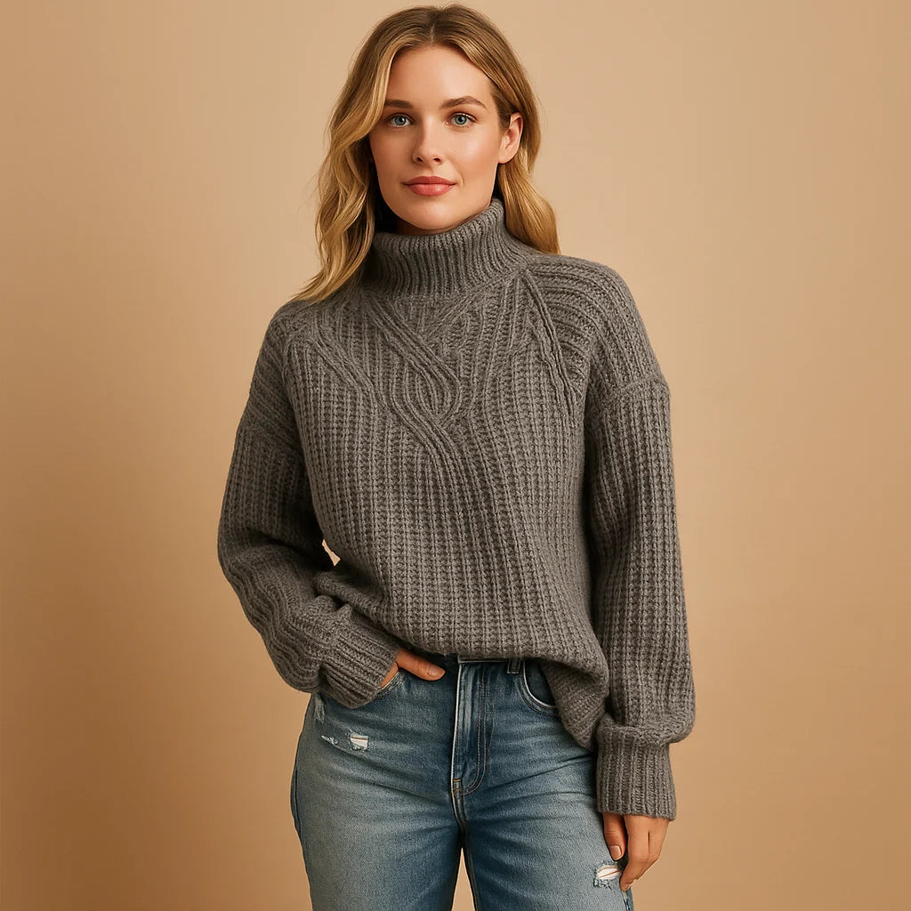 Soft Knitted Women's Sweater with Classic Fit and Long Sleeves 2