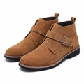 Suede Monk Strap Boots with Cushioned Insole and Grippy Outsole 0